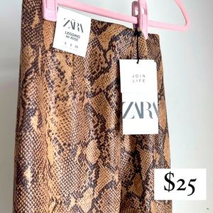 Brand New Snake Skin Zara Pants /leather feel fabric. size: S & M